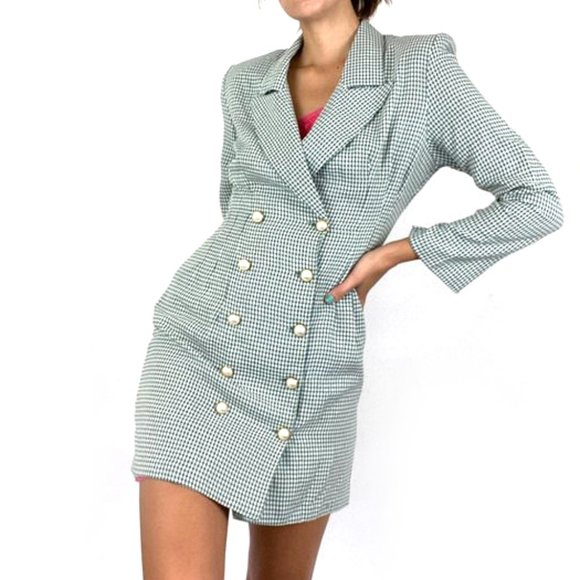 Vintage Plaid Clueless Suit Blazer Dress
